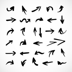 Vector set of hand-drawn arrows, elements for presentation