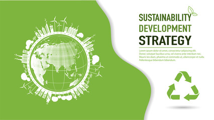 Green city and eco friendly for Sustainability development strategy background and template, vector illustration