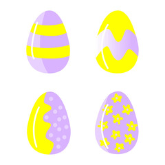 Easter egg. Isolated icon of religion holiday and egghunting vector design. Spring season painted eggs, ornaments of stripes, dots and abstracts elements. Colors Yellow with lilian.