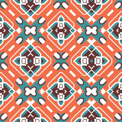 Seamless patern with ethnic diagonal ornament on an orange background. Vector illustration