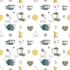 Teahouse. Set of digital seamless patterns.