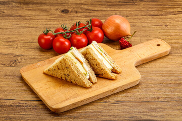 Club sandwich with chicken and cheese