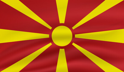 Macedonia Country flag with aluminium texture background.