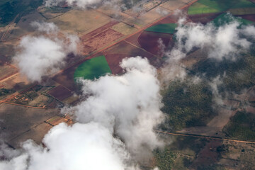 A beautiful cloud pattern is seen over Cuba while flying on a commercial plane