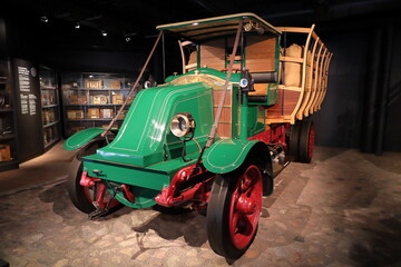  An antique 1910 Renault FU truck is on display at the Riga's Motor Museum in Riga, Latvia.The Museum serves as a community resource. Photographers were allowed to photograph for Commercial use.