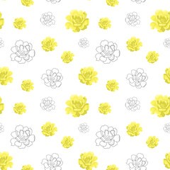 Seamless background with yellow roses. Vintage floral background.