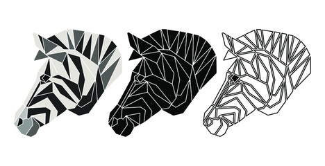 Abstract zebra face. Totemic animals portrait. Geometric abstract animals logo © ArtPavo