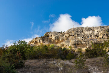 Beautiful mountain landscape of old cave city Eski-Kermen, Crimea