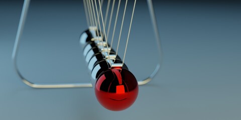 Newton pendulum on dark background, 3D illustration