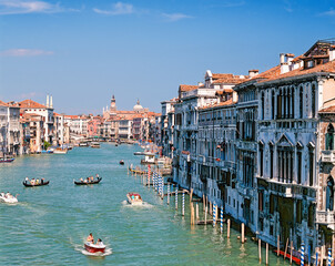 Venezia. Palazzi del Canal Grande da Cà Foscari verso Rialto.