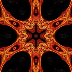 intricate pattern and unique hexagonal design based junction of two streams of red hot lava flowing downhill