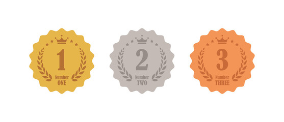 Obraz premium Gold, silver and bronze 1st, 2nd and 3rd ranking icon set