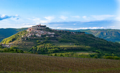 Beautiful medieval town with fortress on the top of the hill