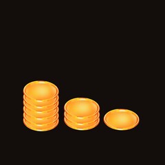 coins isolated on black Treasure gold coins concept rich wealth 