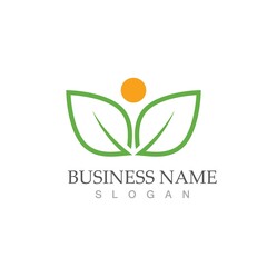 Logos of green Tree leaf ecology