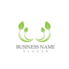 Logos of green Tree leaf ecology