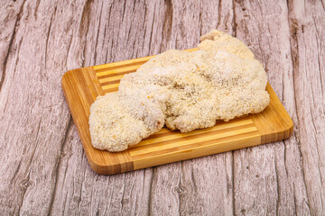Raw meat schnitzel for roast