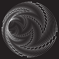 Tunnel or wormhole. Digital wireframe tunnel. 3D tunnel grid