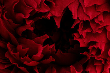 red crepe paper flower close up