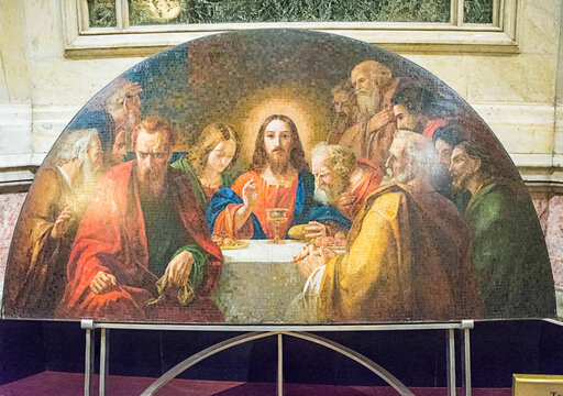The Last Supper, mosaic panel, author N. Maikov, 1902