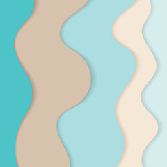 Background with waves of the sea, template for splash. Blue, brown and yellow are trendy pastel shades for summer designs.
