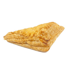 Fresh Homemade Chicken Puff Pastry. Bread and Bakery Products Isolated on White background