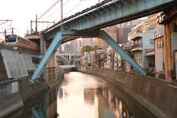 夕方の神田川と中央線