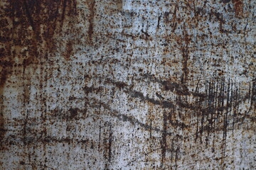 Rust texture Background close-up rusty red metal with weathered old scratched silver paint surface 