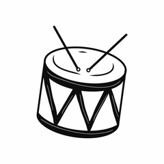 Cute contour drum cartoon icon. Child toy. Idea for decors, picture in frame, gifts, ornaments, celebrations, invitation, greeting, holidays, childhood themes.  Vector isolated artwork. 