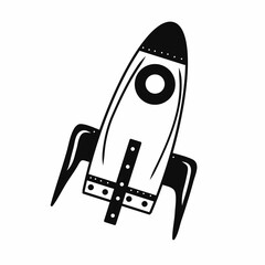 Cute contour rocket cartoon icon. Child toy. Idea for decors, picture in frame, gifts, ornaments, celebrations, invitation, greeting, holidays, childhood themes.  Vector isolated artwork. 