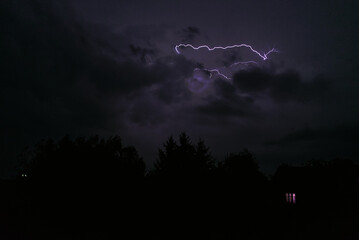 Faint thunder over lonely house in the night