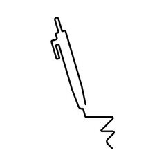 A pencil is drawn by a single black line on a white background. Continuous line drawing. Vector illustration