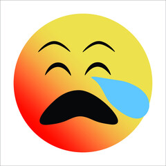 Cute gradient anxious face with sweat emoji on white background.