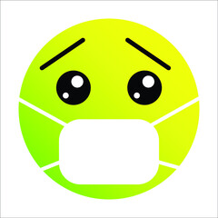 Cute gradient face with medical mask emoji on white background.