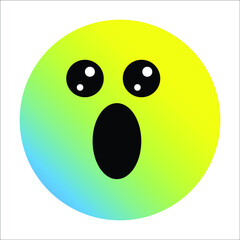 Cute gradient face with open mouth emoji on white background.