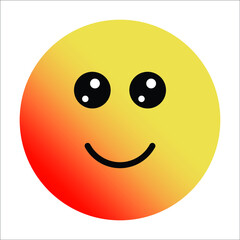 Cute gradient slightly smiling emoji on white background.