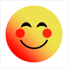 Cute gradient smiling face with smiling eyes emoji on white background.
