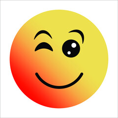 Cute gradient winking emoji on white background.