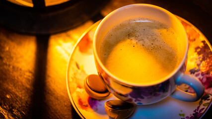 morning with a cup of coffee 