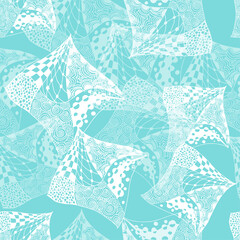 Zentangle pattern. Abstract pattern of patterned square zentangle shape. Vector repeating zenart background. Tiffany blue