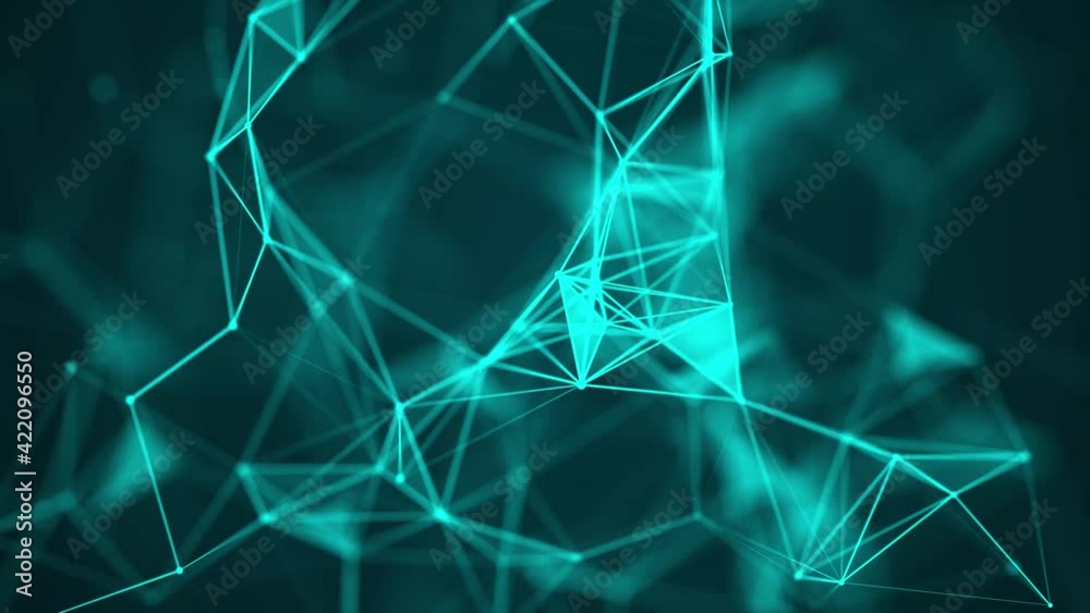 Leinwandbilder Abstract digital connection moving dots and lines. Technology background. Network connection structure. Plexus effect. 3d Seamless loop. 4K