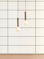 stone wall, interior design for home, office, hotel and bedroom, modern lamp