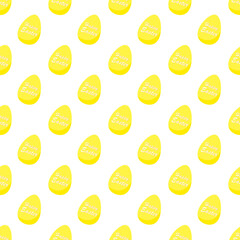 Happy Easter seamless pattern with yellow eggs on white background.Bright vector holidays ornament.