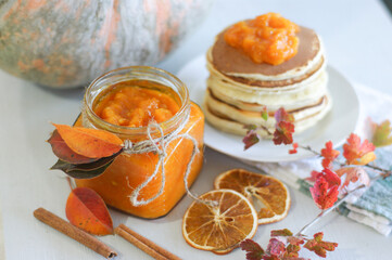 Pumpkin orange jam with spices.