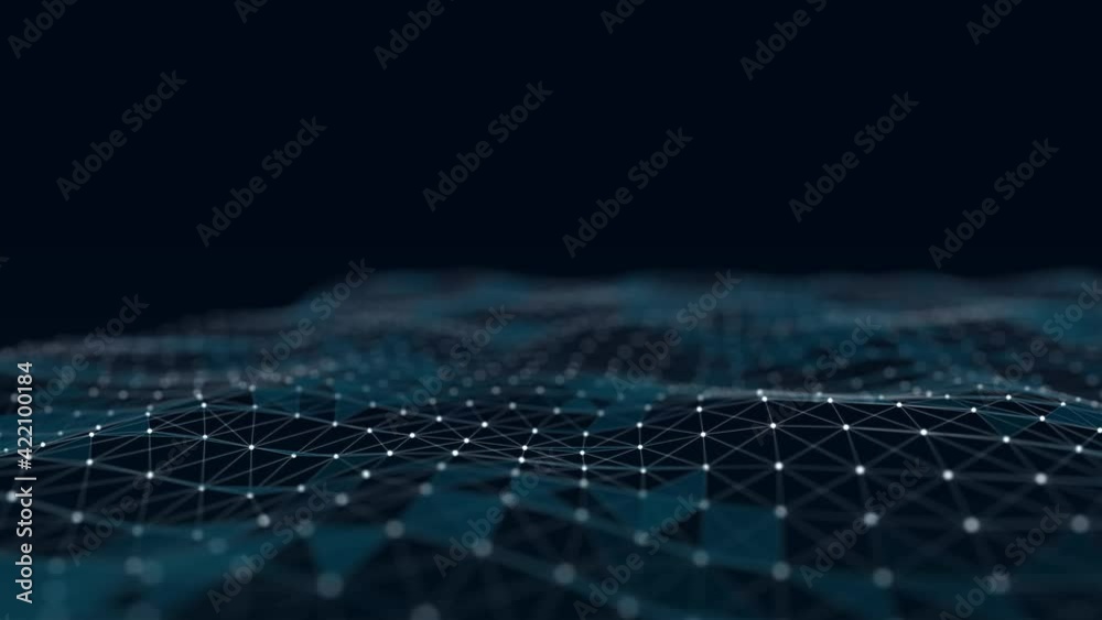 Poster Artificial intelligence in a network connection. Structural transmission of information. 3D rendering. Seamless loop.
