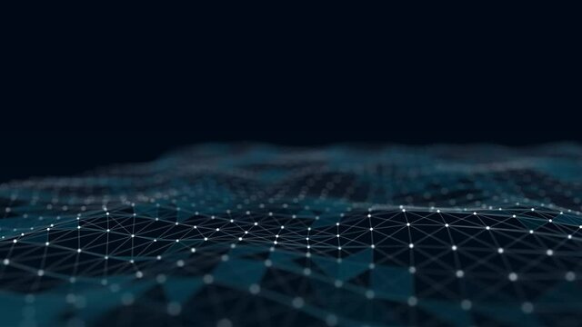 Artificial intelligence in a network connection. Structural transmission of information. 3D rendering. Seamless loop.