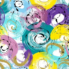 Foto op Canvas seamless circle pattern, abstract background with circles, swirls, paint strokes and splashes © Kirsten Hinte