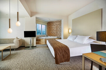 exclusive design modern purple bedroom interior design concept and modern lamp