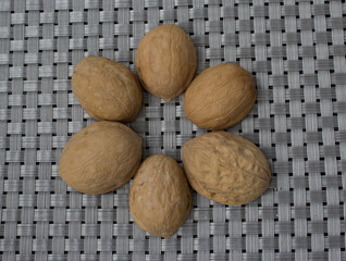 Walnut shell laid out in a circle