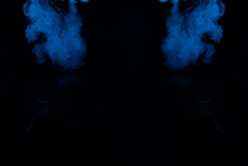 Blue and pink steam on a black background.
